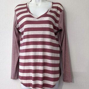 RUE21 PINK  STRIPE WAFFLE WEAVE TOP